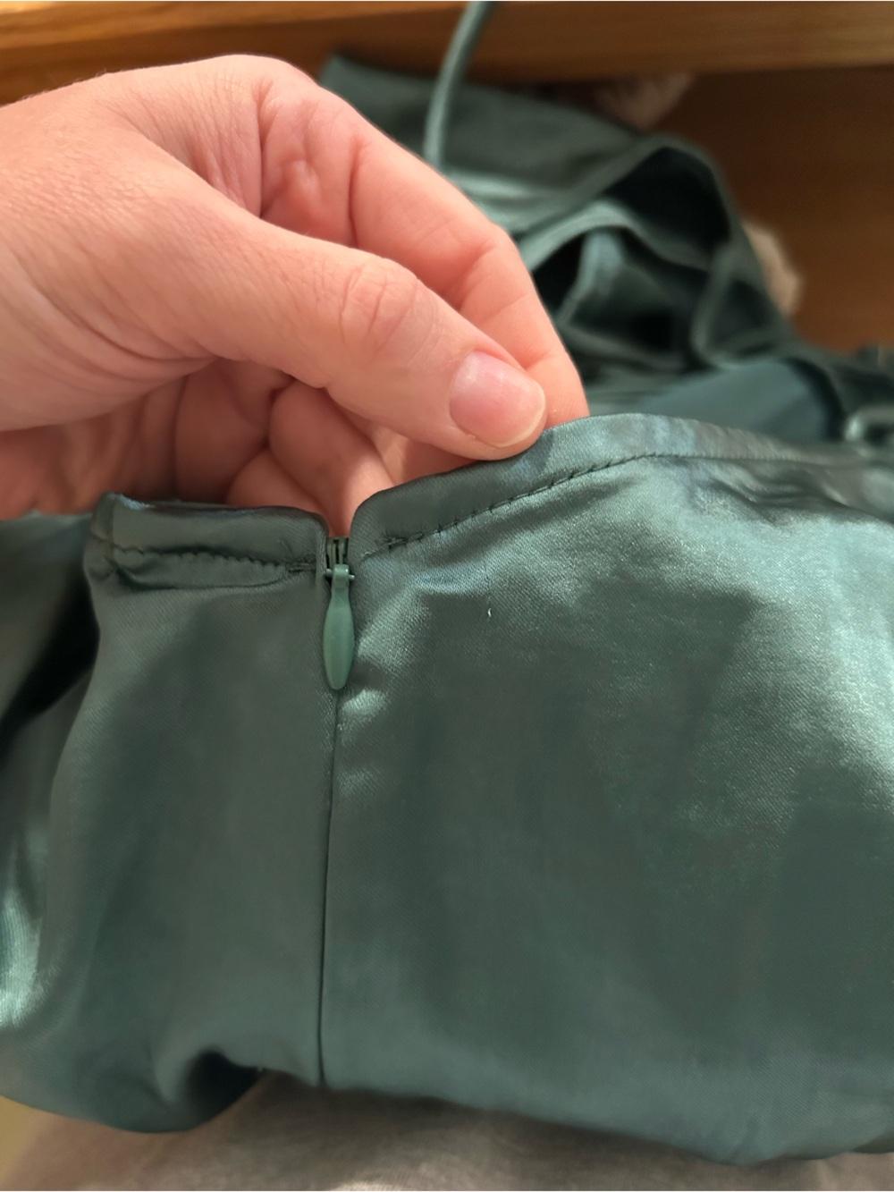 Wild Fable Satin Midi Slip Dress in color dark green - Picture 7 of 9
